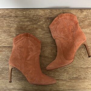Ba&sh western suede booties in Coral, size 36.